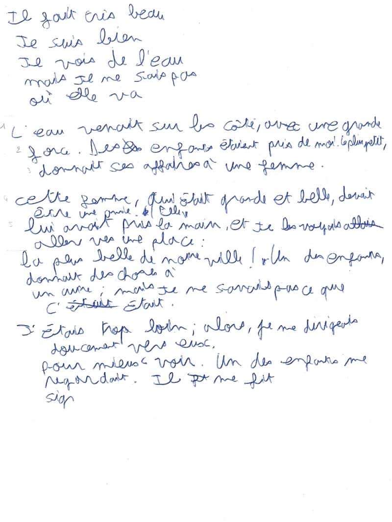 Test ecriture ado avant reeducation graphotherapie Limas